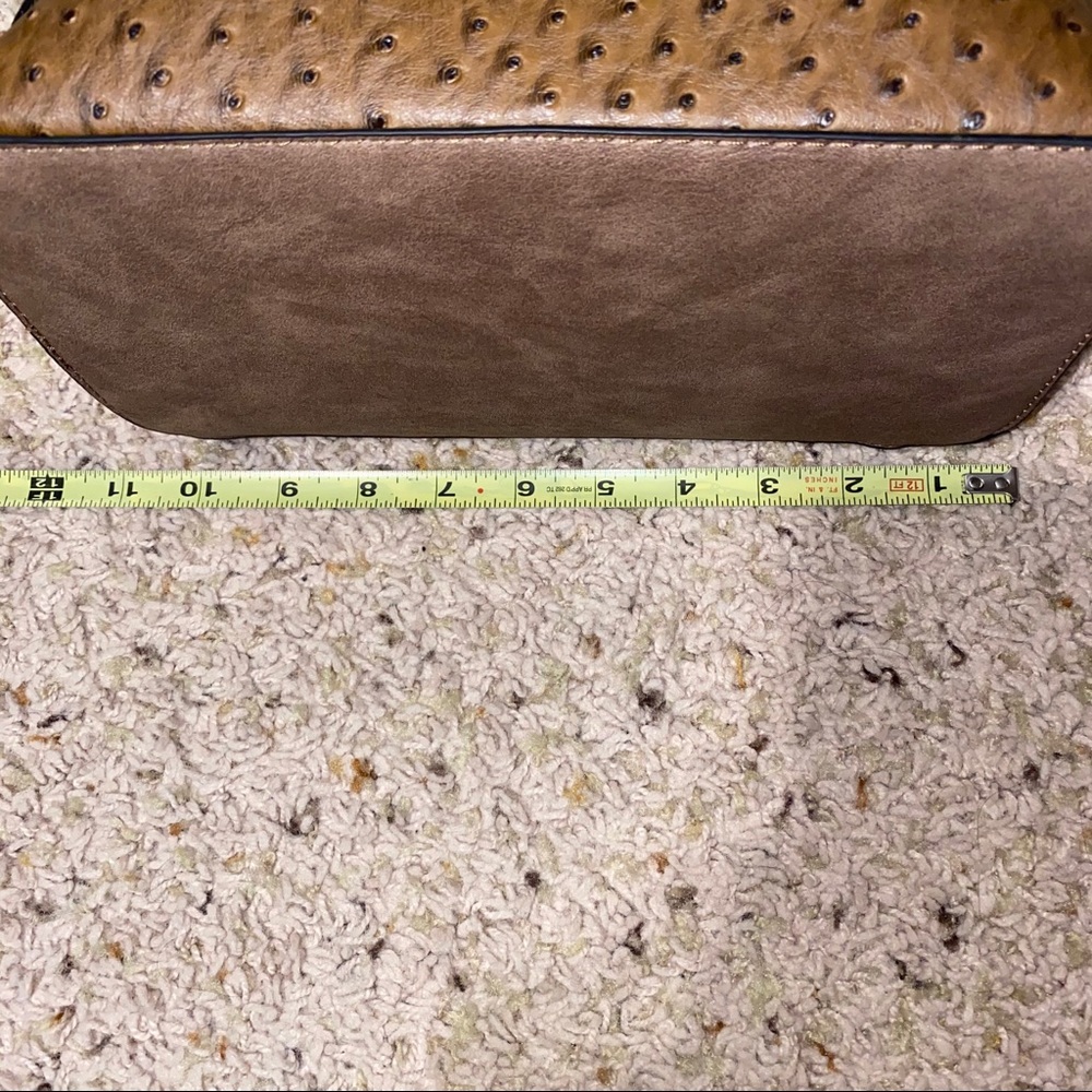 KHAKI OSTRICH VEGAN BACKPACK PURSE - Picture 10 of 10